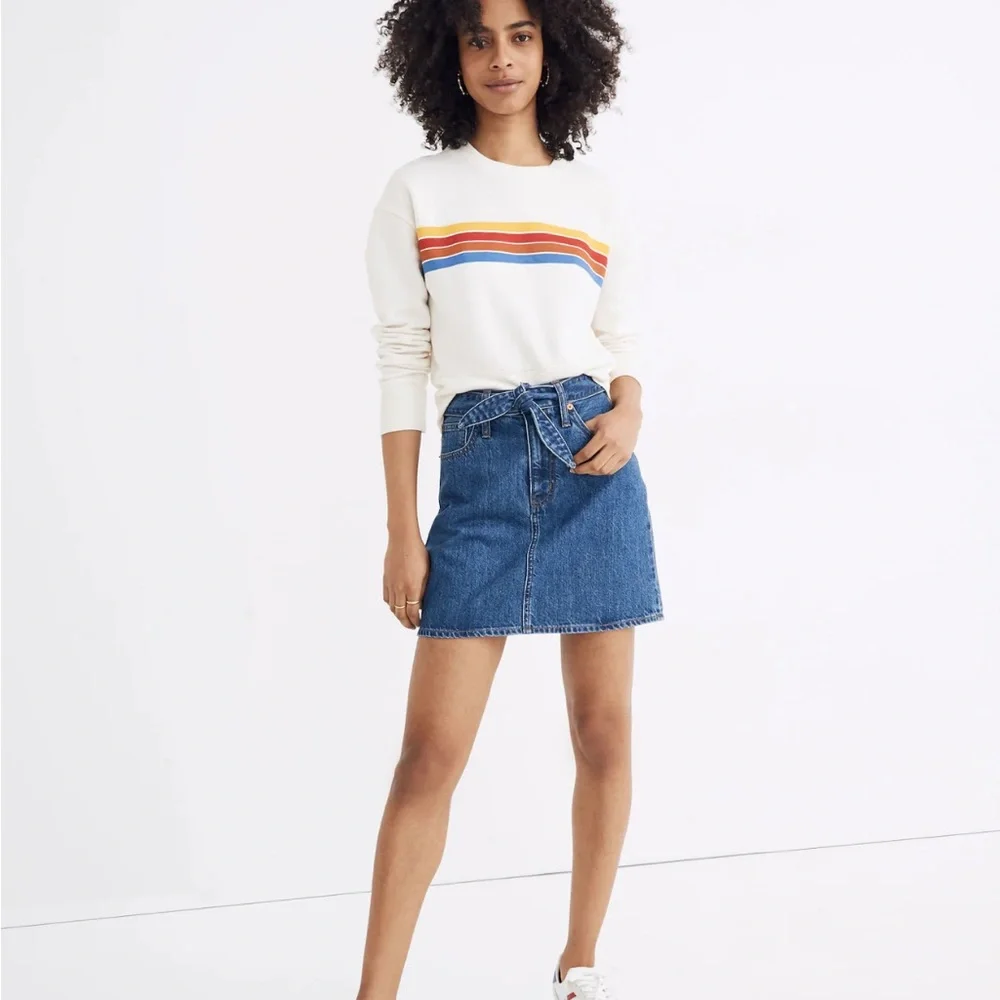 Madewell Rigid Denim Straight Mini Skirt in Haydel Tie-Waist Edition 26 new